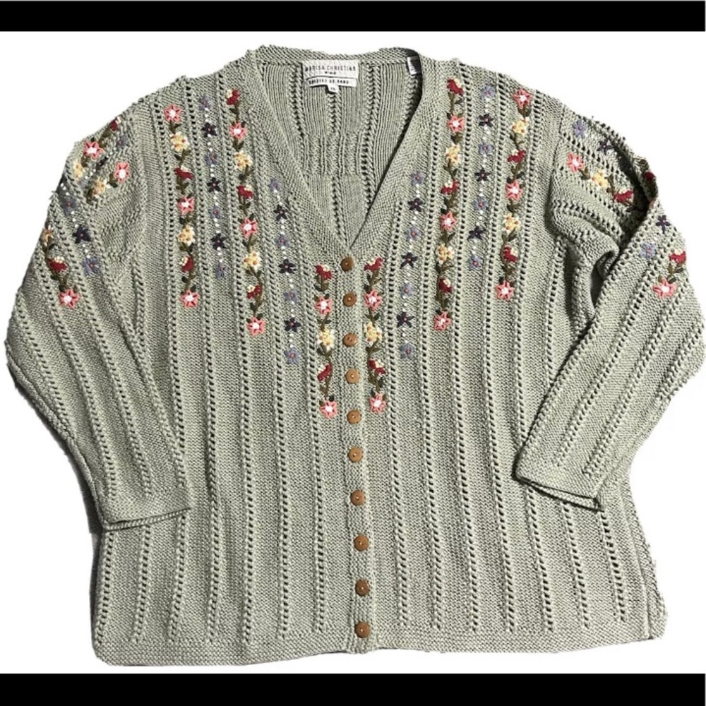 Vintage Marisa Christina Embroidered Cardigan Size 1X
